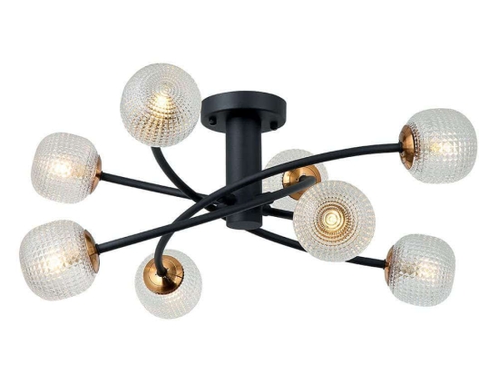 Φωτιστικό Οροφής - Πλαφονιέρα Ifigenia 4239600 Black-Gold Viokef Μέταλλο,Γυαλί