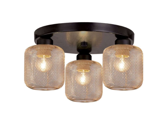 Φωτιστικό Οροφής - Πλαφονιέρα Loren 4165300 Gold-Black Viokef Μέταλλο,Γυαλί