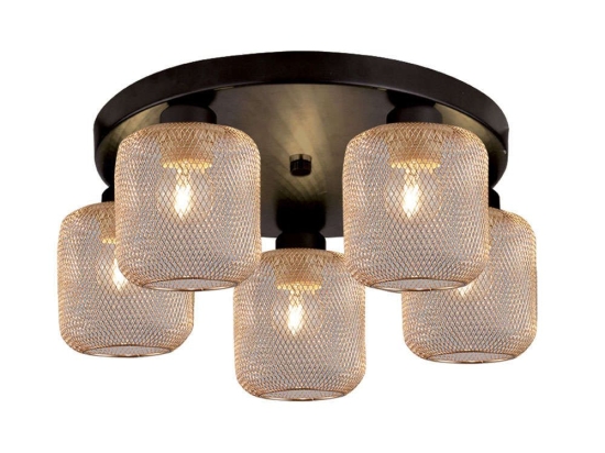 Φωτιστικό Οροφής - Πλαφονιέρα Loren 4165400 Gold-Black Viokef Μέταλλο,Γυαλί