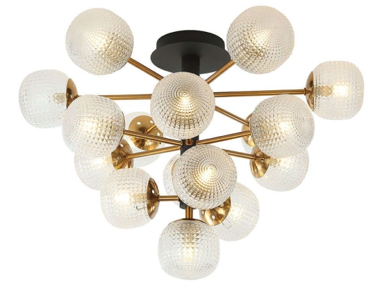 Φωτιστικό Οροφής - Πλαφονιέρα Naysika 4239200 Black-Gold Viokef Μέταλλο,Γυαλί