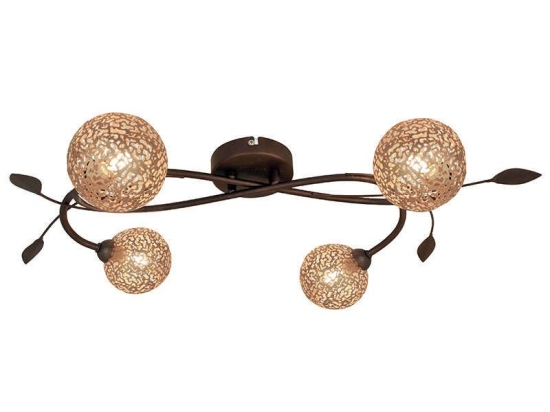 Φωτιστικό Οροφής - Πλαφονιέρα Sissy 4192800 Gold-Brown Viokef Μέταλλο,Γυαλί