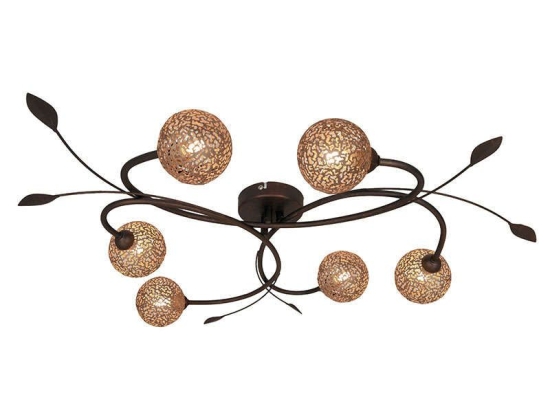 Φωτιστικό Οροφής - Πλαφονιέρα Sissy 4192900 Gold-Brown Viokef Μέταλλο,Γυαλί