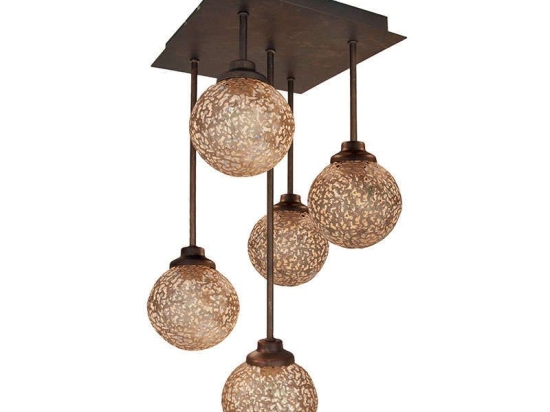 Φωτιστικό Οροφής Sissy 4192600 Gold-Brown Viokef Μέταλλο,Γυαλί