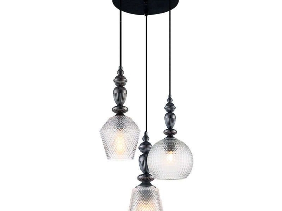 Φωτιστικό Οροφής Talisa 4169800 Clear-Black Viokef Μέταλλο,Γυαλί