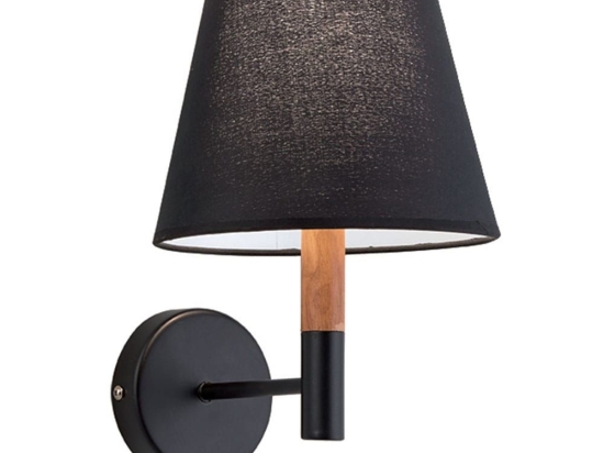 Φωτιστικό Τοίχου-Απλίκα Villy 4167901 Black Viokef Ξύλο,Ύφασμα