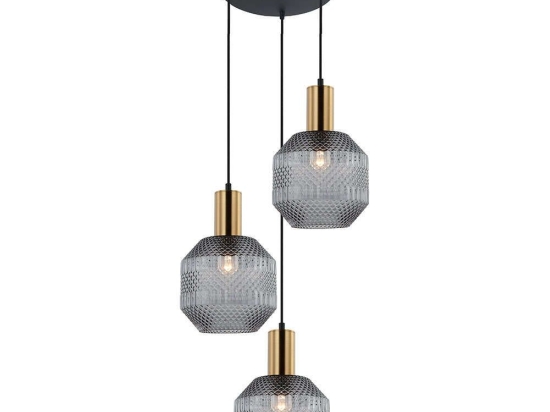 Φωτιστικό Οροφής Ariadne 4267000 45x185,5cm 3xE27 40W Black-Gold Viokef Ατσάλι,Γυαλί