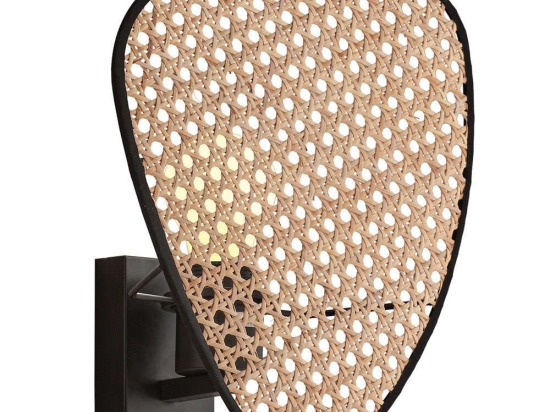 Φωτιστικό Τοίχου - Απλίκα Gheisa 4267900 15x30cm 1xE27 40W Natural-Black Viokef Rattan,Ατσάλι
