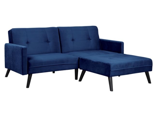 ΚΑΝΑΠΕΣ ΓΩΝΙΑ ΚΡΕΒΑΤΙ LIVIA HM3151.08 ΜΠΛΕ ΒΕΛΟΥΔΟ ΜΕ ΥΠΟΠΟΔΙΟ 211X158X83Y εκ.
