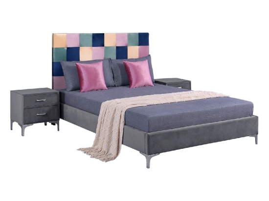 ΣΕΤ ΚΡΕΜΑΤΟΚΑΜΑΡΑΣ 3 ΤΜΧ ΒΕΛΟΥΔΟ ΓΚΡΙ COLOR PATTERN HM11260