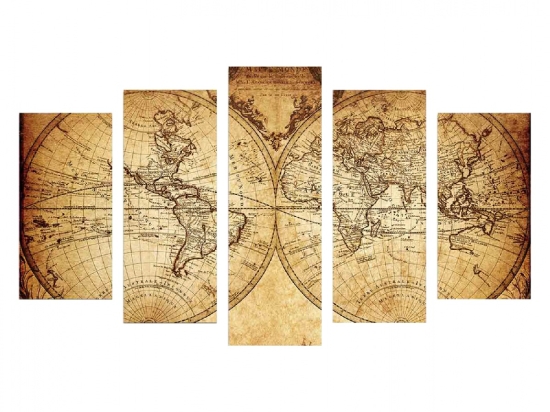 ΠΕΝΤΑΠΤΥΧΟΣ ΠΙΝΑΚΑΣ MDF VINTAGE WORLD MAP HM7206.06 100X60x0,3 εκ.