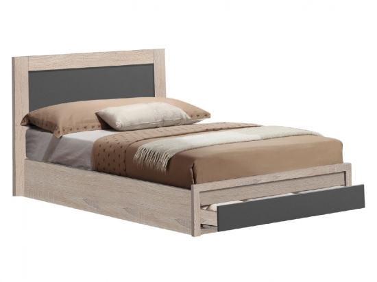ΚΡΕΒΑΤΙ MELANY HM346.04 ΜΕ 1 ΣΥΡΤΑΡΙ SONOMA-ΣΚΟΥΡΟ ΓΚΡΙ ΓΙΑ ΣΤΡΩΜΑ 90Χ190 εκ.