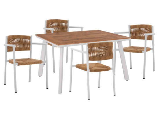 ΣΕΤ ΤΡΑΠΕΖΑΡΙΑ 5ΤΜΧ ΜΕ ΤΡΑΠΕΖΙ POLYWOOD 120Χ80 & ΠΟΛΥΘΡΟΝΕΣ ΛΕΥΚΕΣ HM11427