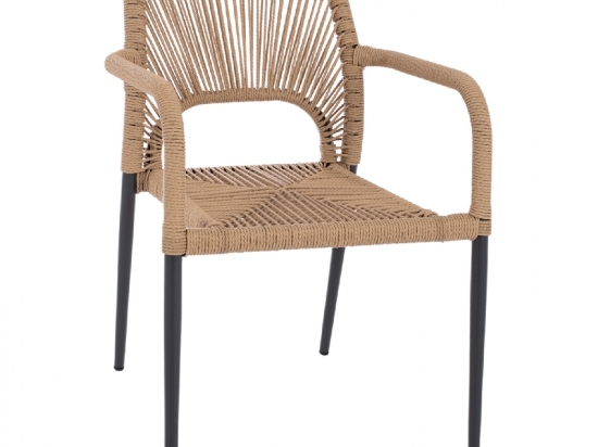 ΠΟΛΥΘΡΟΝΑ ΑΛΟΥΜΙΝΙΟΥ NOJO HM5771.02 ΓΚΡΙ ΜΕ P.E.TWIST RATTAN ΜΠΕΖ 55x63x82Y εκ.