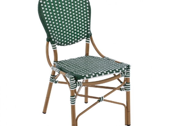 ΚΑΡΕΚΛΑ ΑΛΟΥΜΙΝΙΟΥ BAMBOO LOOK ΜΕ WICKER ΠΡΑΣΙΝΟ ΛΕΥΚΟ HM5792.01 47x55x98 εκ.