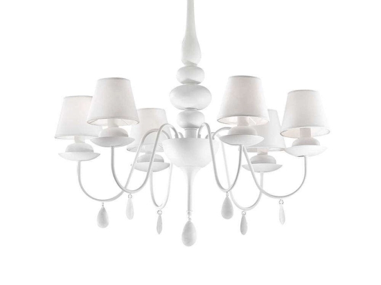 Φωτιστικό Οροφής-Πολυέλαιος Blanche 035581 78x80/186cm 6xE14 40W White Ideal Lux