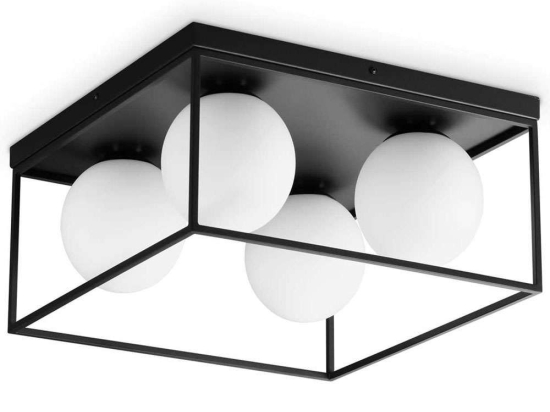 Φωτιστικό Οροφής - Πλαφονιέρα Lingotto 327860 45,5x45,5x21,5cm 4xE14 28W Black Ideal Lux