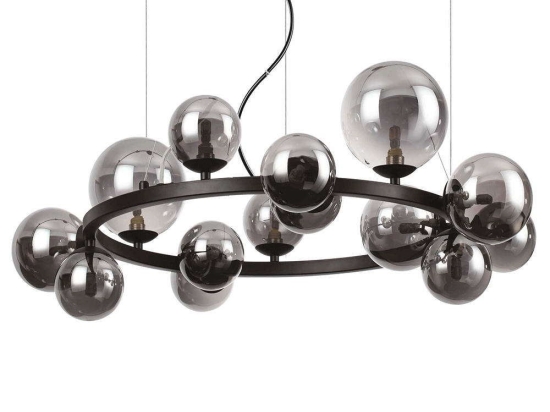 Φωτιστικό Οροφής Perlage 271385 Φ85x230cm 14xG9 15W Black Ideal Lux