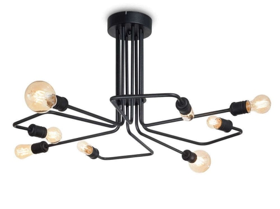 Φωτιστικό Οροφής-Πλαφονιέρα Triumph 242378 92x41,5cm 8xE27 60W Black Ideal Lux