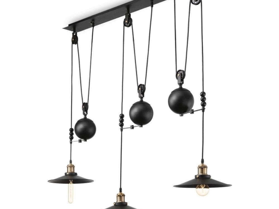 Φωτιστικό Οροφής-Ράγα Up And Down 136349 123x110/268,5x26cm 3xE27 60W Black Ideal Lux