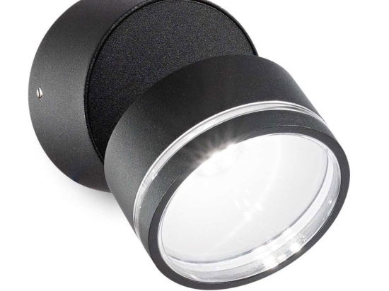 Φωτιστικό Τοίχου - Απλίκα Omega Round 285504 9x8,5cm LED 7W 4000K 650Lm Black Ideal Lux