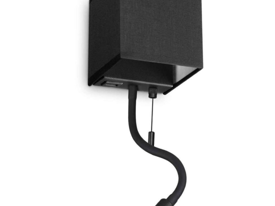 Φωτιστικό Τοίχου - Απλίκα Με Usb Kid 307466 9,5x23x10,6cm Led 160lm 3W 3000K Black Ideal Lux