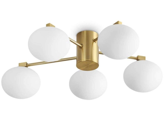 Φωτιστικό Οροφής - Πλαφονιέρα Hermes 316697 Φ60x18cm 5xG9 28W Brass-White Ideal Lux