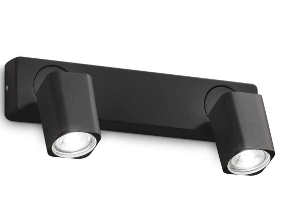 Φωτιστικό Τοίχου - Απλίκα Rudy Square 321509 31,5x9/11x12,5cm 2xGU10 35W Black Ideal Lux