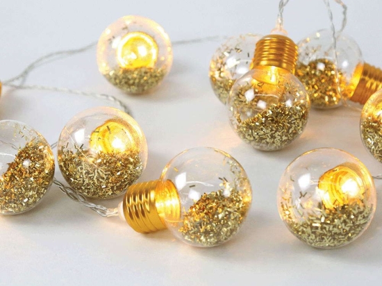 Χριστουγεννιάτικα Λαμπάκια Bulb 10 Led X07101137 135+30cm 0,6W Με Μπαταρία Gold Aca