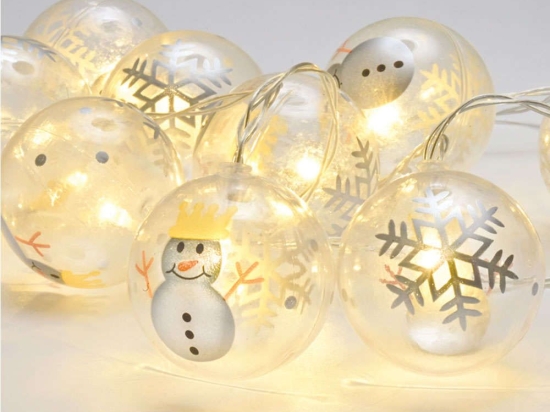 Χριστουγεννιάτικα Λαμπάκια Σειρά Ball Snowman 10 Led X061011247 135+30cm 0,45W Με Μπαταρία Multi Aca