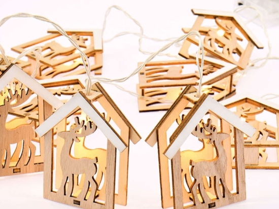Χριστουγεννιάτικα Λαμπάκια Σειρά House Reindeer Head 10 Led X061011208 135+30cm 0,45W Με Μπαταρία Beige-Grey Aca