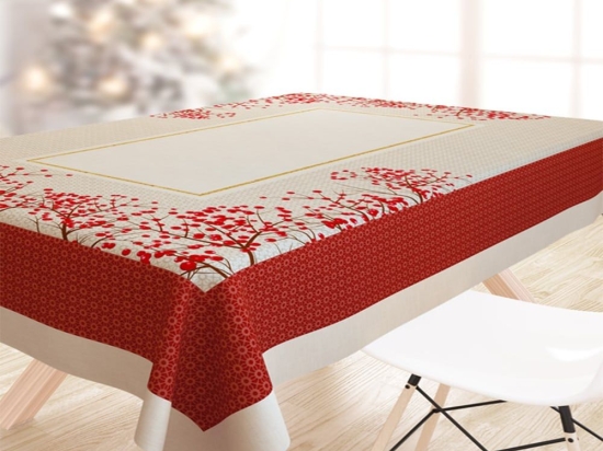 Τραπεζομάντηλο Χριστουγεννιάτικο 2046 Beige-Red Saint Clair 145X180