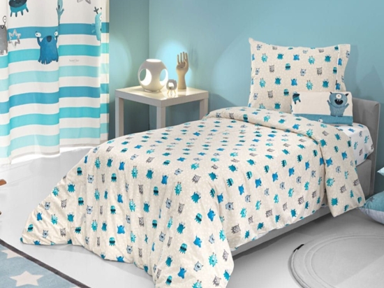 Σεντόνια Παιδικά Monsters (Σετ 3τμχ) Blue Saint Clair Μονό 165x250cm 100% Βαμβάκι