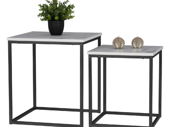 ΖΙΓΚΟΝ GRELAY 2 ΤΕΜ MDF ΟΨΗ ΜΑΡΜΑΡΟΥ & ΜΕΤΑΛΛΟ HM8762.12 45Χ45Χ50εκ. & 37Χ37Χ43 εκ.