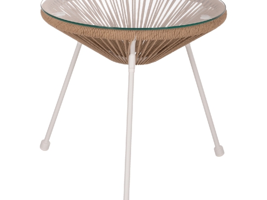 ΤΡΑΠΕΖΙ ΒΟΗΘΗΤΙΚΟ ALLEGRA ΜΕΤΑΛΛΟ ΛΕΥΚΟ ME TWISTED WICKER ΦΥΣΙΚΟ HM5873.02 Φ47Χ45Υεκ.