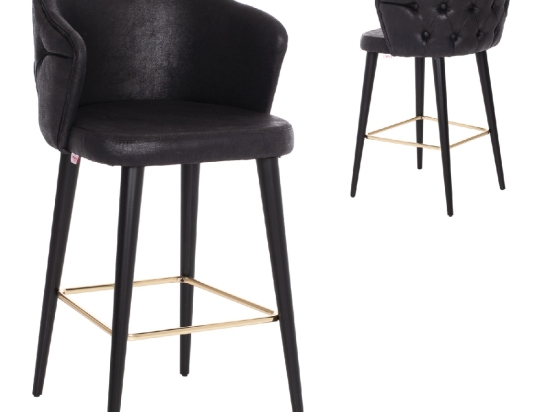 ΣΚΑΜΠΟ BAR ΕΠΑΓΓΕΛΜΑΤΙΚΟ ALONZO HM9281.14 Τ.NUBUCK ΜΑΥΡΟ ΞΥΛΙΝΟ 50x62x108,5Υεκ.
