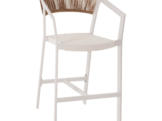ΣΚΑΜΠΟ ΑΛΟΥΜΙΝΙΟΥ HM5892.12 ΜΕΣΑΙΟΥ ΥΨΟΥΣ RATTAN & TEXTLINE ΛΕΥΚΟ ΜΠΕΖ 55x56,5x99Y