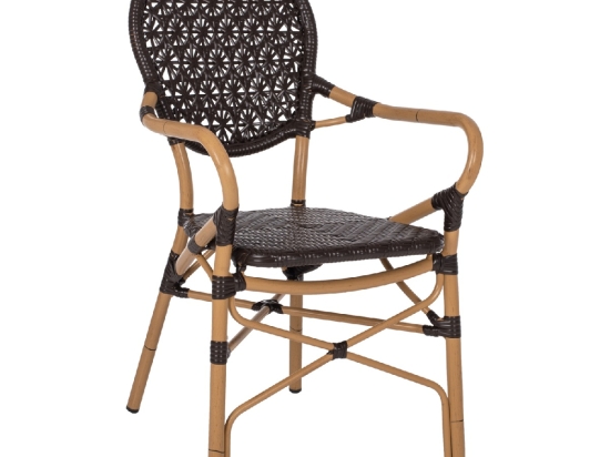 ΠΟΛΥΘΡΟΝΑ ΑΛΟΥΜΙΝΙΟΥ BAMBOO LOOK ΚΑΦΕ ΚΑΙ ΚΑΦΕ PE RATTAN HM5926.01 56x62x95Yεκ.