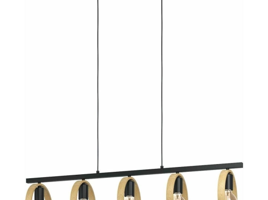 Φωτιστικό Οροφής - Ράγα 43552 Ipsden 5/E27 Black-Beige Eglo Μέταλλο,Ξύλο