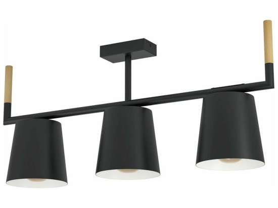 Φωτιστικό Οροφής - Πλαφονιέρα 43611 Lacey 3/E27 Wood Black-Beige Eglo Μέταλλο,Ξύλο