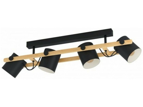 Φωτιστικό Οροφής - Σποτ 43558 Hornwood 4/E27 Wood Black-Beige Eglo Μέταλλο,Ξύλο