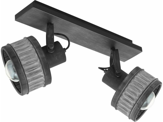 Φωτιστικό Οροφής - Σποτ 43445 Turrock 2/E27 Πατίνα Black-Grey Eglo Μέταλλο,Ξύλο