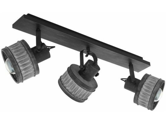 Φωτιστικό Οροφής - Σποτ 43446 Turrock 3/E27 Πατίνα Black-Grey Eglo Μέταλλο,Ξύλο