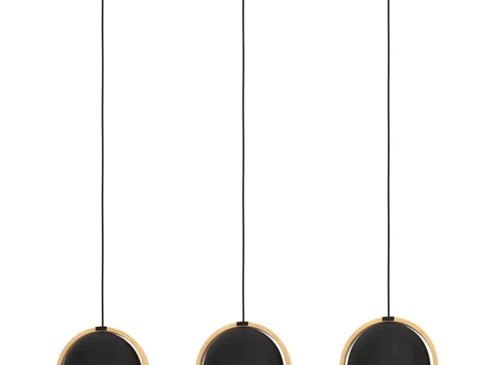 Φωτιστικό Οροφής - Ράγα Callow 43756 93x23x110cm 3xΕ27 40W Black-Brown Eglo Ατσάλι,Ξύλο