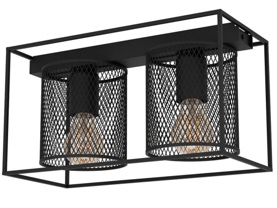 Φωτιστικό Οροφής - Πλαφονιέρα Catterick 43772 35x16,5x19cm 2xΕ27 40W Black Eglo Ατσάλι