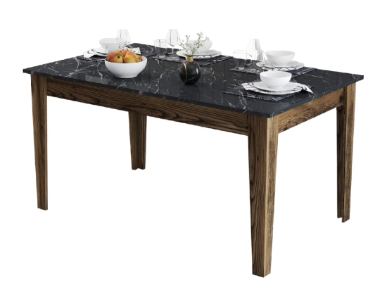 ΤΡΑΠΕΖΙ STANDARD HM9507.05 ΜΕΛΑΜΙΝΗ ΚΑΡΥΔΙ-ΜΑΥΡΟ ΜΑΡΜΑΡΟ ΜΕ ΑΠΟΘ.ΧΩΡΟ 145x88x75Yεκ.