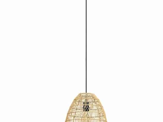 Φωτιστικό Οροφής Ayesgarth 43866 Φ33x110cm 1xΕ27 40W Black-Natural Eglo Ατσάλι,Ξύλο