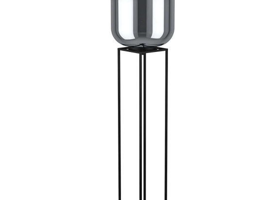 Φωτιστικό Δαπέδου Bulciago 39989 Φ35x146,5cm 1xE27 40W Black-Smoke Eglo Ατσάλι,Γυαλί