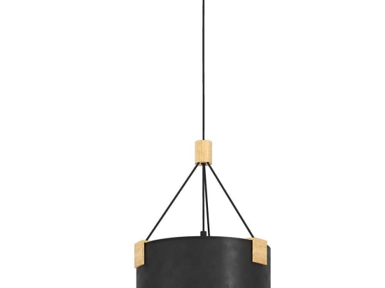 Φωτιστικό Οροφής Potosi 39944 Φ40x150cm 1xE27 40W Black-Brown Eglo Ατσάλι,Ξύλο,Χαρτί
