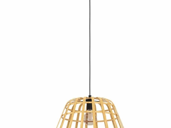 Φωτιστικό Οροφής Montezuelo 390151 Φ50x150cm 1xE27 40W Natural-Black Eglo Ατσάλι,Ξύλο