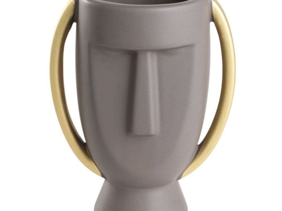 Βάζο Κεραμικό Πρόσωπο Radisson 421003 16,5x10,5x21cm Grey-Gold Eglo Κεραμικό